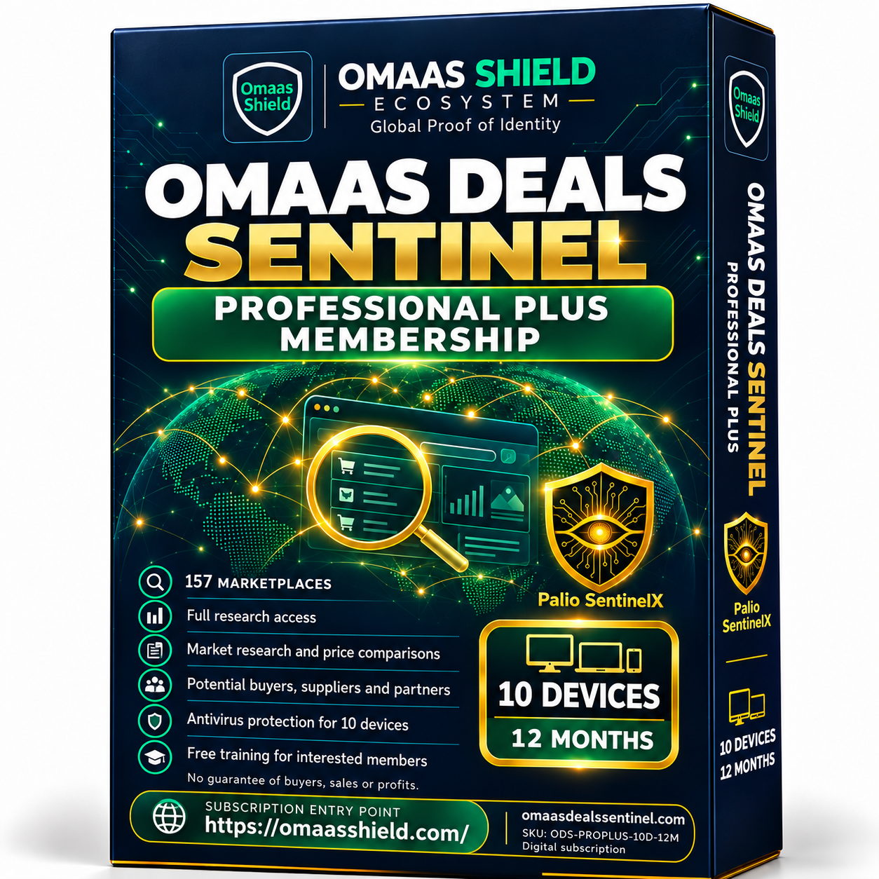 OMAAS DEALS SENTINEL PROFESSIONAL PLUS MEMBERSHIP | Marketplace Intelligence and Antivirus Protection | 10 Devices | 12 Months