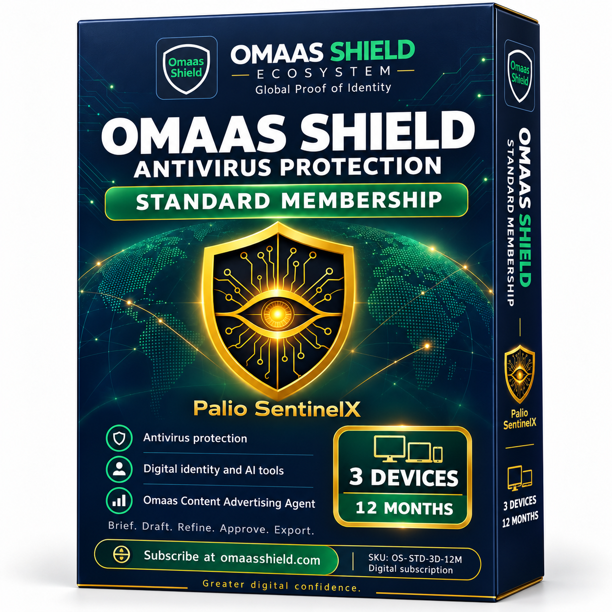 OMAAS SHIELD STANDARD MEMBERSHIP | Antivirus Protection | 3 Devices | 12 Months